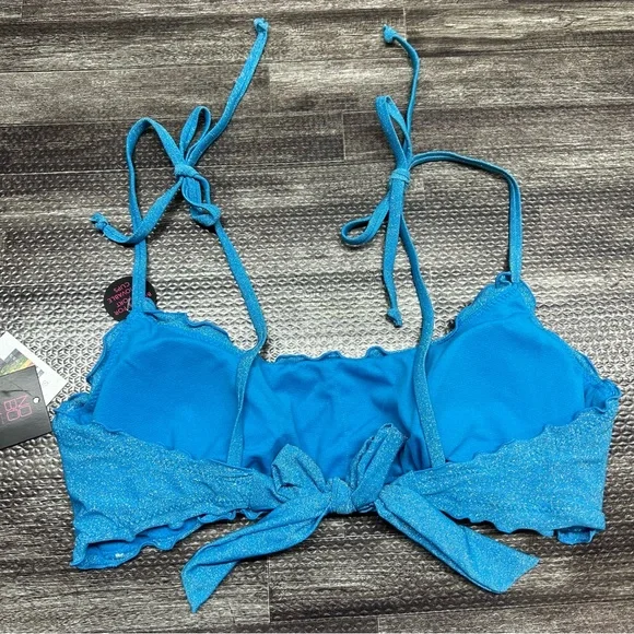 NWT Junior’s Size Large No Boundaries Two Piece Bikini Set in Blue Lurex - Picture 11 of 15